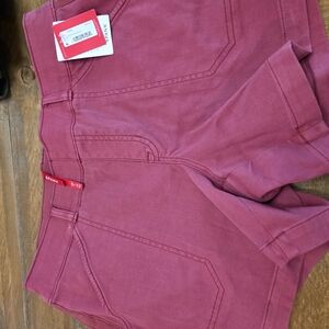 Burgundy Denim Shorts